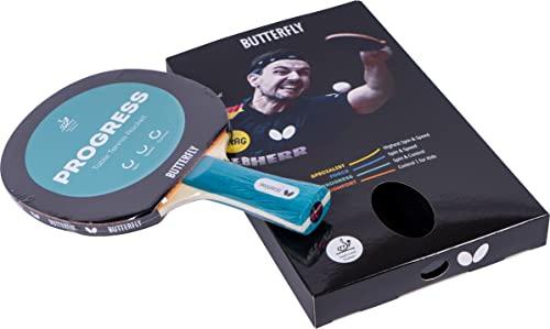 BUTTERFLY Progress | Racchetta da tennis da tavolo professionale per giocatori avanzati | Rivestimenti approvati ITTF Nero/Rosso