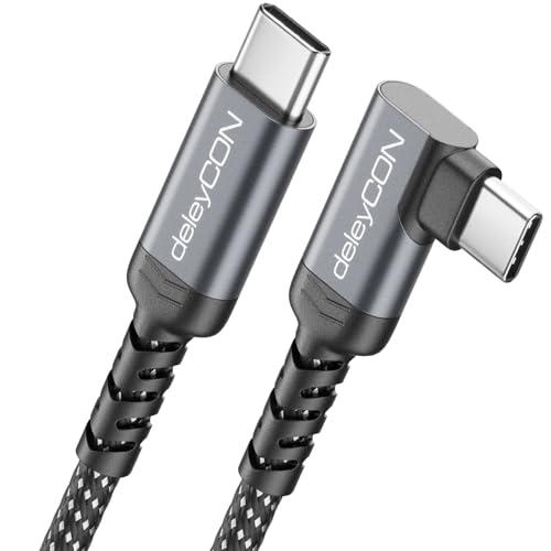 deleyCON 1,5m Cavo USB C Angolato 90° (Ricarica Rapida 60W) USB-C a USB-C per iPhone 17 16 15 Galaxy A16 A56 S25 S24 S23 Pixel iPad MacBook AirPods Tablet CarPlay