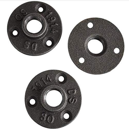TuToy 10 pezzi 1/2 o 3/4 pollici nero flangia tubo di ferro raccordo idraulico filettato tre fori flangia, vintage retrò steampunk industriale tubo raccordi - 1/2 pollici