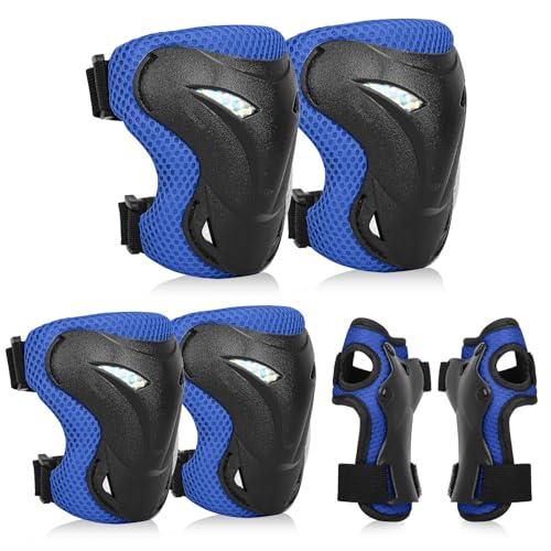 YOOXARMOR Set di Protezioni per Bambini da 3 a 8 Anni, Ginocchiere, Gomitiere, Polsiere Regolabili per Pattini a Rotelle, BMX, Bici,Ciclismo,Skateboard,Pattini in linea,Monopattini[6 Pezzi]