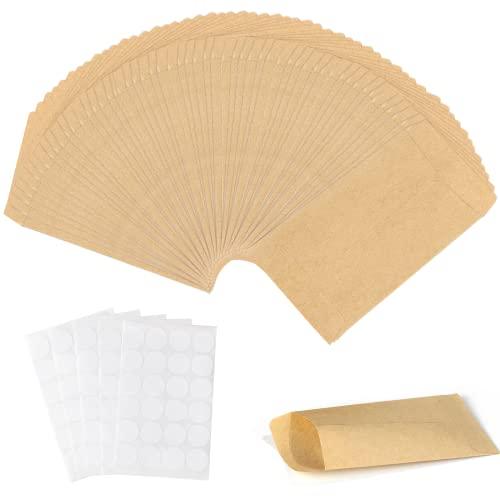 Carehabi - 100 piccoli sacchetti piatti marroni piccoli, piccoli sacchetti di carta kraft per bomboniere, gioielli, caramelle, monete (9 x 13 cm)