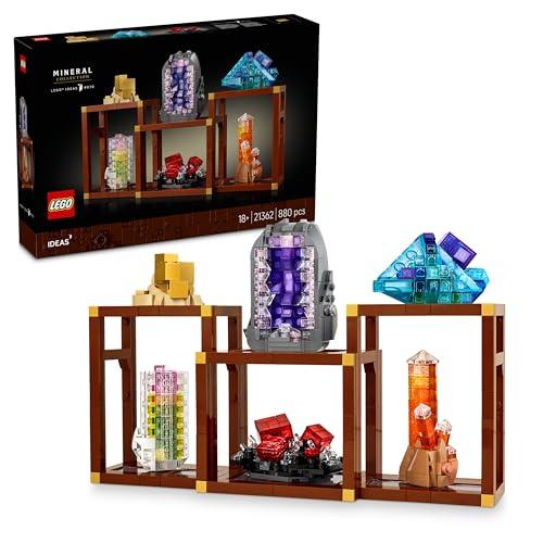 LEGO Ideas Collezione di Minerali - Costruzioni per Adulti - Modellino da Esposizione con Elementi di Cristallo tra cui Ametista, Fluorite e Quarzo, 3 Supporti - Regalo Fai Da Te - Arredo Casa 21362