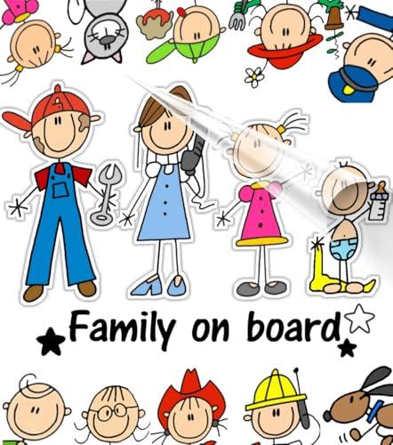 STICKEREDO Adesivo famiglia a bordo con nomi, family sticker, adesivo bimbo a bordo colorato. APPLICAZIONE ESTERNA
