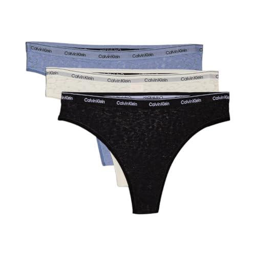 Calvin Klein 3 Pack Brazilian (Low-Rise) 000QD5225E Brasiliani, Multicolore (Black/Ivory/Troposphere), S Donna