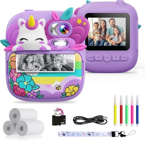 TIATUA Macchina Fotografica Bambini Istantanea, 2.4 Pollici 1080P HD Fotocamera Bambini con 32GB Scheda & Carta da Stampa, Regali per bambini dai 3 ai 12 anni