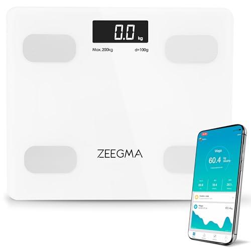 ZEEGMA Gewit Bilancia pesapersona intelligente con App, Misura 17 parametri di salute inclusi massa grassa e muscolare Raggiungi i tuoi obiettivi di fitness, 8 Profili Personali, Antiscivolo, LCD