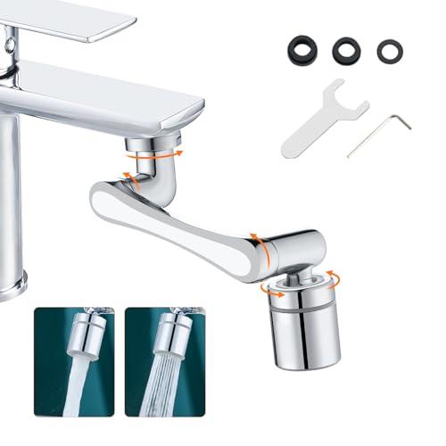 Ibergrif Prolunga Rubinetto Cucina Rotante 1440 Gradi, Aeratore Regolabile, 2 Modalità di Acqua, Accessorio Facile Installazione, Filtro Antispruzzo, Argento, M91006