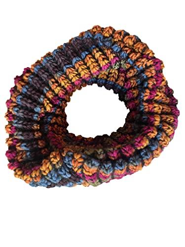 CG - Talento Fiorentino, scaldacollo tubolare lavorato a maglia, invernale, sciarpa ad anello intrecciato con materiale stampato, unisex, fatto in Toscana, Made in Italy (Arancione)