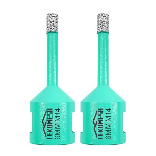 Punta per Trapano Diamantata 2 pezzi - 6MM Punta a Tazza per Porcellana Ceramica Piastrella Marmo Granito Pietra Quarzo- Filettatura M14 per Smerigliatrici Angolari LEKOMESH