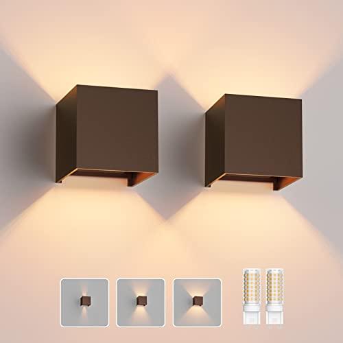 Klighten 2 Pezzi LED Lampada da Parete Interno/Esterno Lampadina G9 con Sorgente Luminosa Sostituibile 3000K Bianco Caldo Angolo del Fascio Regolabile Applique Esterno Bronzo