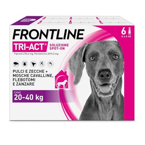 Frontline Triact, 6 Pipette, Cane L (20-40Kg), Antiparassitario Per Cani E Cuccioli Di Lunga Durata, Protegge Il Cane Da Pulci, Zecche, Zanzare, Pappataci E Leishmaniosi, Antipulci 6 Pipette