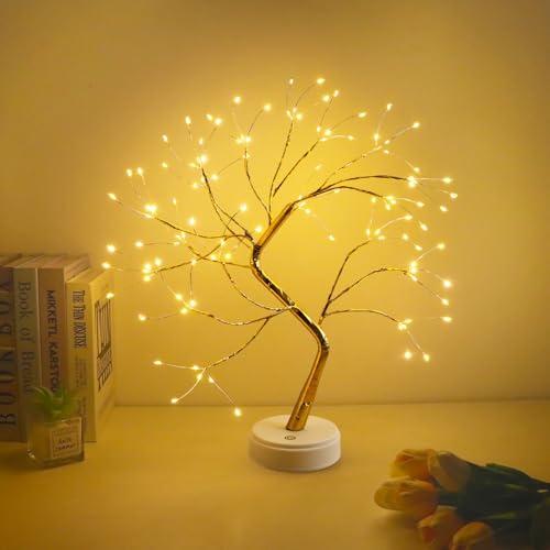 CNMTCCO LED albero luce,108 LED albero luce decorazione per interni albero con ramo regolabile,alimentato da USB/batteria,luce bianca calda per Natale, soggiorno, camera da letto, decorazione interna