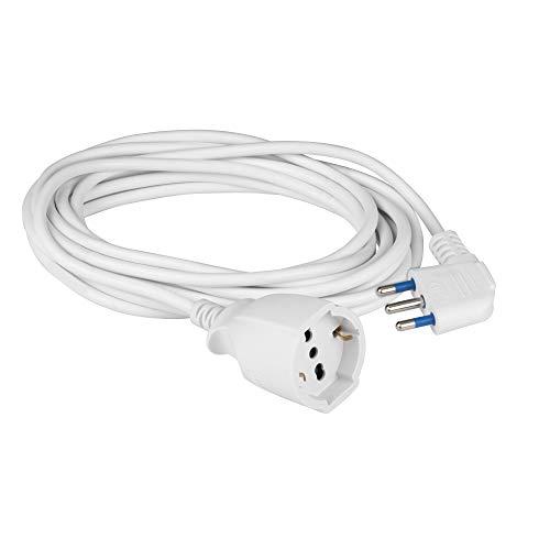 POLY POOL | PP2622X Prolunga Elettrica 250v Con Cavo Elettrico Bianco Estensibile 3 Metri, Con Spina 16A Salvaspazio E Presa Schuko 10A/16A 2P+T Pluristandard (Italiana E Tedesca)