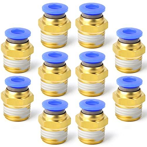 ERGAOBOY 10 pezzi 4 mm tubo OD x 1/4 BSP maschio dritto per collegare pneumatico raccordi (PC4-02)