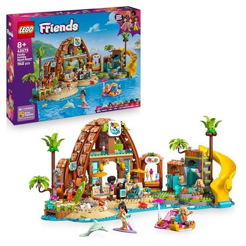 LEGO Friends Vacanza al Beach Resort - Gioco con 6 Mini Bamboline, Animali Giocattolo come Tartaruga e Delfino, Chiosco dei Gelati e Accessori - Regalo di Compleanno per Bambine da 8 Anni - 42673