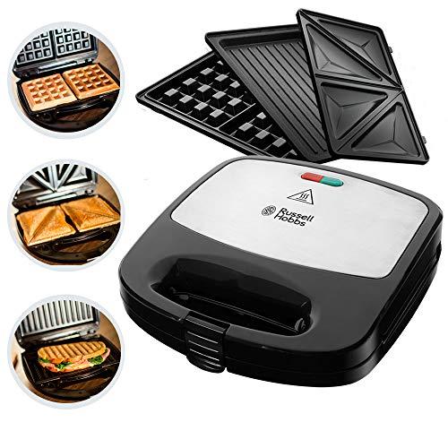 Russell Hobbs Piastra Elettrica a Contatto Multifunzione 3 in 1 - Sandwich, Piastra per Waffle, Griglia a contatto - Piastre Antiaderenti; Espandibile: Cake Pop, Mini Donut, Churros; Fiesta 24540-56