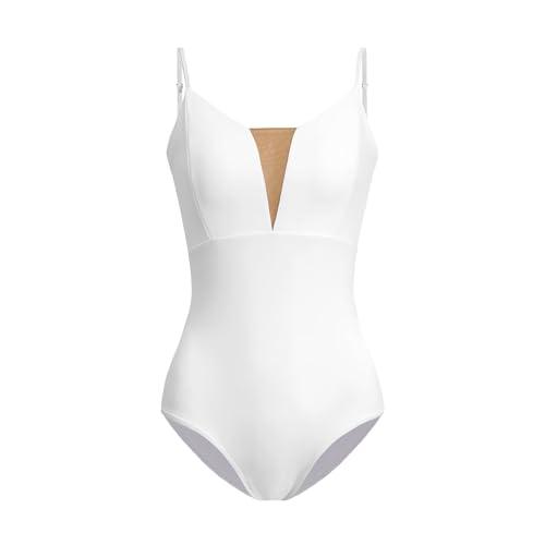 ZYXWVU Body Danza Classica Donna Body Ginnastica Artistica con Spalline, C12-Bianco,S