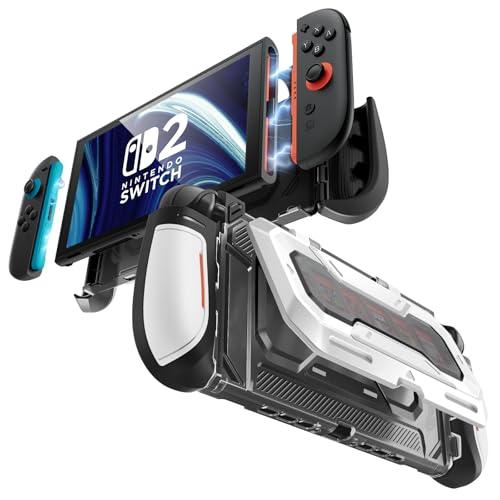Mumba Titan Cover per Nintendo Switch 2 Compatibile con Dock con Supporto Ribaltabile, Cover Ergonomica con Impugnatura - Contiene 5 Schede di Gioco + 2 Schede TF, Sgancio Rapido Joy-Con (Bianco)