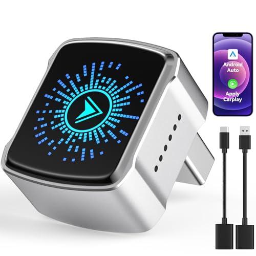Bemkia CarPlay Wireless Adattatore per dispositivi iOS & Android Auto｜Auto CarPlay 2016+｜Connessione Stabile｜USB-A & USB-C｜Plug & Play (Argento)