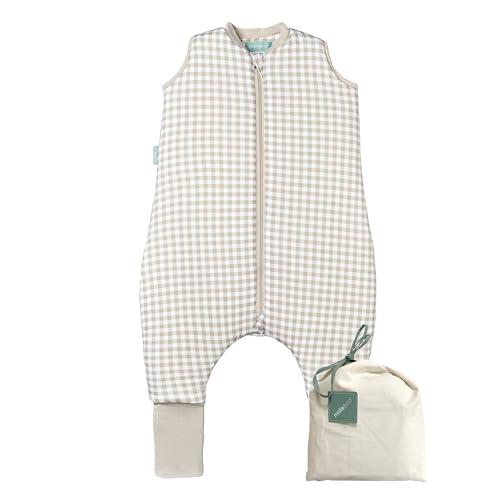 molis&co - Sacco Nanna con piedini e calzini - Sacco nanna invernale per Bambini - Sacchi Nanna 2.5 tog con piedini - 100% Cotone (Oeko-TEX 100) - Vichy Beige (1 anni)