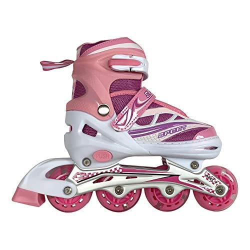 Pattini in Linea Bambino - Rulli Luminosi - Taglia Regolabile - Rosa - Tg. S (27-32)