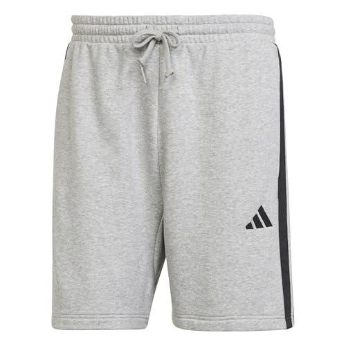 adidas Homme Essential Three Stripes French Terry Short, Medium Grey Heather/Black, XXL