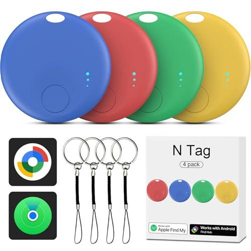 Air Tracker Android e iOS, 4 PCS Smart Tracker Tag GPS Localizzatore Chiavi Compatibile con Trova Dispositivo e Apple Find My, Bluetooth Tracker Compatibile per Portafogli,Chiavi,Zaini (multicolore)