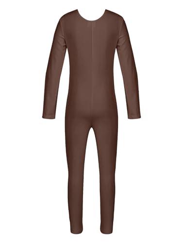 Freebily Body Ginnastica Artistica Bambina Maniche Lunghe Vestito Danza Classica Ballerina Balletto Tuta Intera Lunga Jumpsuit Sportiva Pagliaccetto Tutine Dancewear Marrone 8-10 anni