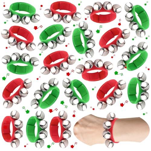 20 pezzi di braccialetti con campanelli da polso PLULON, strumenti a percussione, fasce natalizie, campanellini da caviglia, giocattoli musicali ritmici, decorazioni per feste di Natale, bomboniere