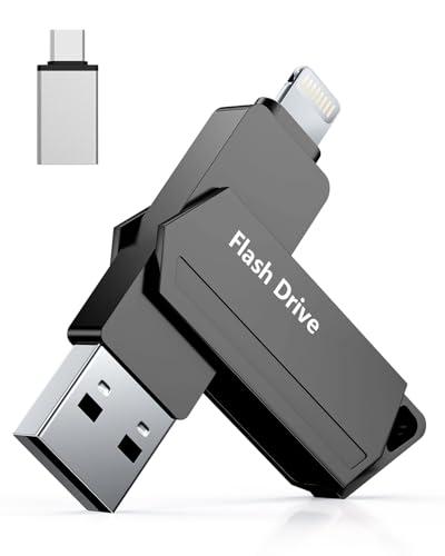 Chiavetta USB per iPhone 512GB MFi Certified 3 in 1 Penna USB 3.0 Lightning chiavette USB c Photostick Pen Drive Pennetta per iPad/iOS/Android/Mac/PC - Memoria Esterna per iPhone(Nero)