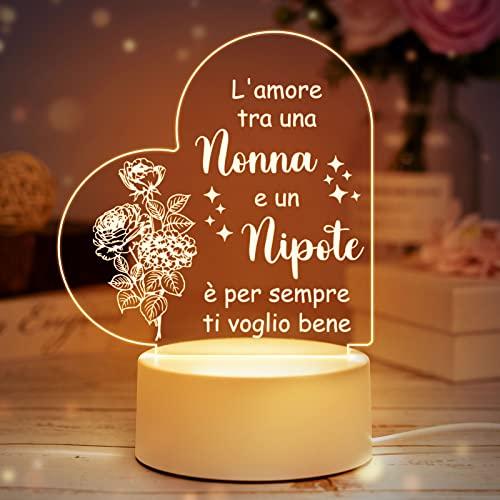 Buioata Regalo Nonna Natale, Regalo Nonna Compleanno, Regali per Nonna Compleanno, Nonna Idee Regalo, Regali Per La Nonna, Regali Natale 2024 Offerte - Lampada da Notte in Acrilico Incisa