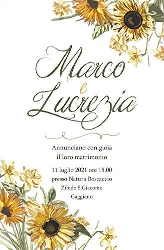 Partecipazioni matrimonio personalizzate inviti nozze girasole 10 pz
