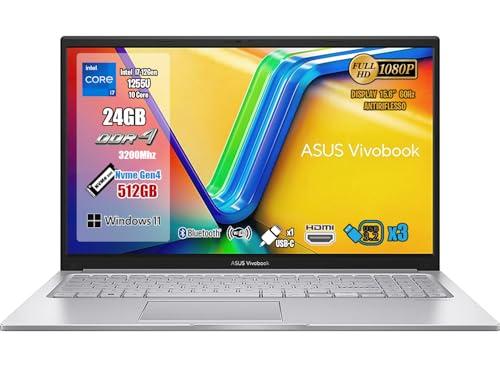 Asus Notebook VivoBook 15, CPU Intel i7-1255U 10Core fino a 4,7Ghz, RAM 24 Gb Ddr4, SSD 512Gb Pci-Ex, Display 15.6