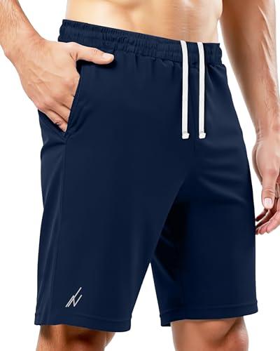 NY Threads Pantaloncini Sportivi da Uomo – Asciugatura Rapida, vestibilità Ampia, Leggeri, Ideali per Corsa, Allenamento E Palestra, con Tasche, Marina, L