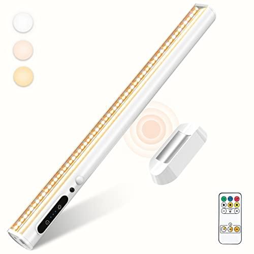 bravzurg Lampada da Scrivania Senza Fili con Sensore di Movimento, Lampada Tavolo Magnetica Ricaricabile, Luce LED Sottopensile con Telecomando, per Cucina Specchio Bagno Muro Armadio Mensola Monitor