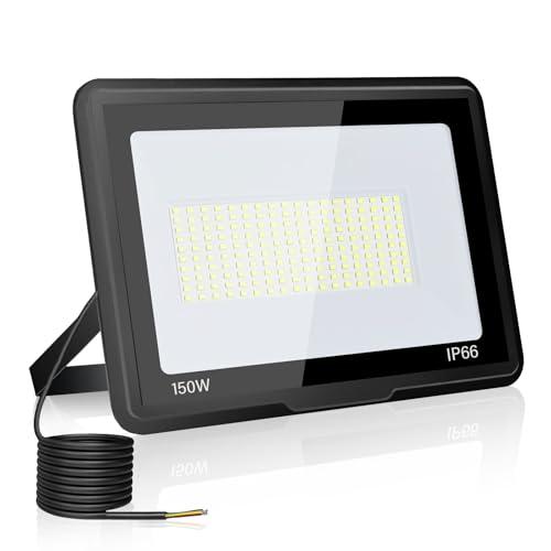 toobettp Faretto LED da Esterno 150W, Faro Led Esterno 15000LM 6000K Bianco Freddo Faretti Led IP66 Impermeabile per Giardino Garage Parcheggio Cortile