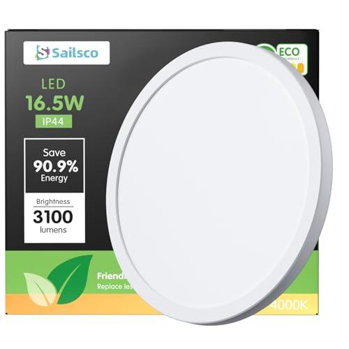 sailsco LED Plafoniera piatta 16W 3360LM, IP44 impermeabile, Plafoniera rotonda a risparmio energetico per bagno cucina camera da letto balcone soggiorno, non dimmerabile, diametro 27cm