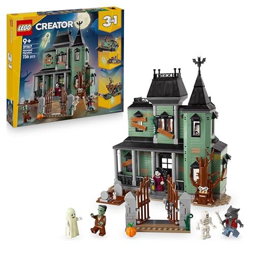 LEGO Creator 3 in 1 Villa Spettrale - Casa Giocattolo Interattiva che si Trasforma in Nave Fantasma o in Treno - Include 5 Minifigure - Regalo Creativo per Bambini e Bambine da 9 Anni in su - 31167