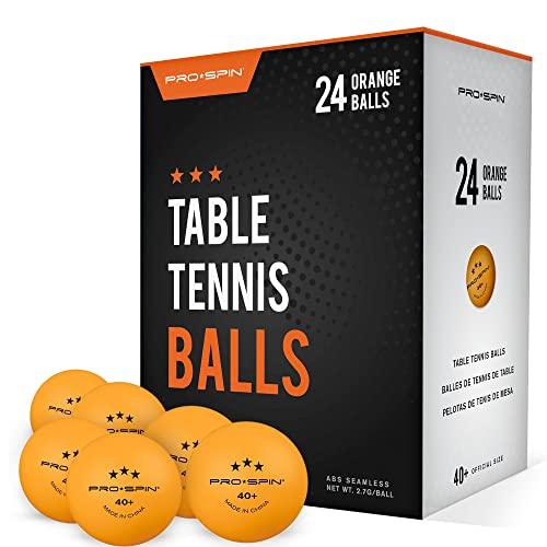 PRO SPIN Palline Ping Pong – Arancioni 3-Stelle 40+ Palle da Ping Pong di Alta Qualità (Confezione da 24) – Palline da Ping Pong per Giochi e Competizioni, da Esterno o Interno