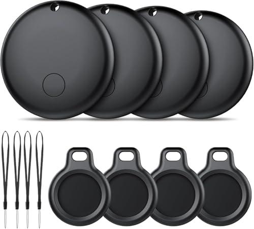 Android Smart Tag, Tracker con Google's Find Hub (Solo Android), IP68 Impermeabile, Bluetooth Localizzatore con Custodia Protettiva, Trova Oggetti per Chiavi/Bagagli/Portafogli, 4 Nero