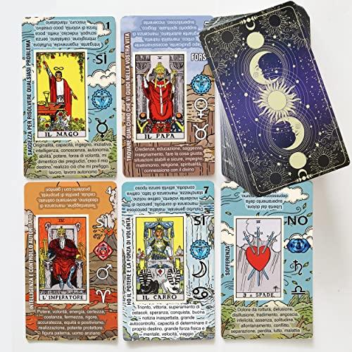 TAROTIKA - Tarocchi Carte Italiano, Imparare Tarot Deck di Lettura Facile e Veloce, con Significati Inversi, SÌ o No, Oroscopi, Pianeti e Chakra