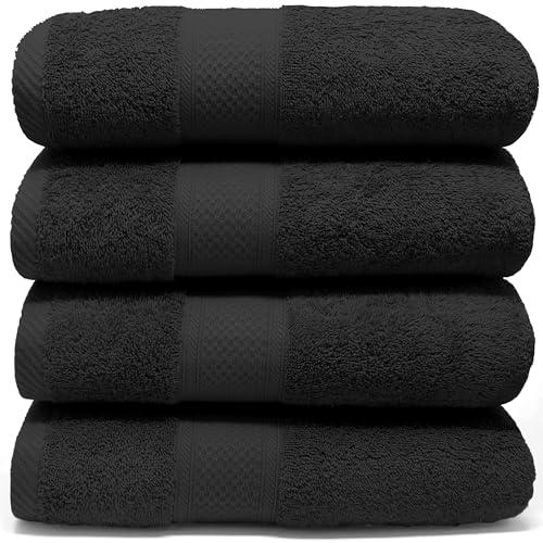 LEBENGOOD Set 4 Asciugamani da Bagno e Viso 4 Pezzi Morbidi Assorbenti Resistenti 50x90 cm 100% Cotone Spugna Americana Premium di Lusso Certificato OEKO-TEX®
