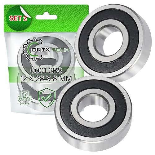 2 Pezzi Universale Cuscinetti a Sfera 6001 2RS 12 x 28 x 8 m in Acciaio Resistente - ONIX TECH