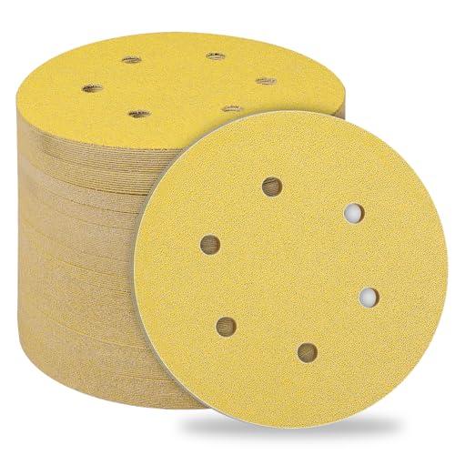 STEBRUAM 50Pz Dischi Abrasivi 150mm 6 Fori Grana 60 Carta Vetro magico Abrasiva Smerigliatrice a Grossa Cuscinetti per Levigatrice Orbitale