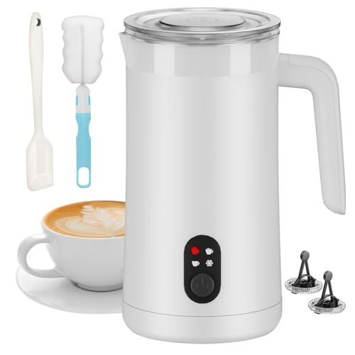 Ovetedot Montalatte Elettrico, 4-in-1 Montalatte Elettrico Cappuccino, 400ml Grande Capacità, Scaldalatte per Latte Caldo e Freddo, Schiumatore per Cappuccino, Latte, Macchiato(Bianco)