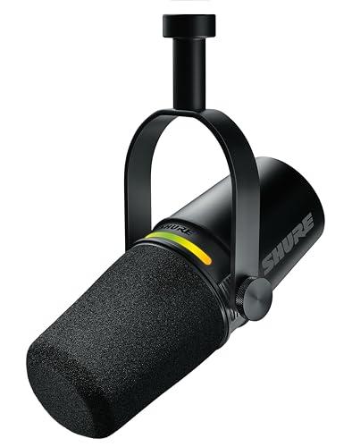 Shure MV7+ Microfono per Podcast-Audio avanzato, pannello a sfioramento a LED, uscite USB-C e XLR, modalità livello automatico, filtro pop digitale, effetti di riverbero, podcasting, streaming - Nero