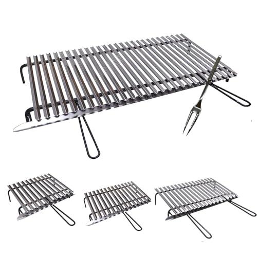 ANGELO PEGORARO Graticola per Barbecue griglia Acciaio Inox (GRATICOLA Acciaio Inox AISI 430, INGOMBRO Totale Max CM 53X35)