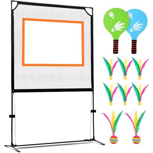 Sport - Simile a Tennis, Badminton e Pickleball con un Nuovo Giro su di Esso - Indoor & Outdoor, Rete con Telaio, 2 Racchette, 8 Birdies