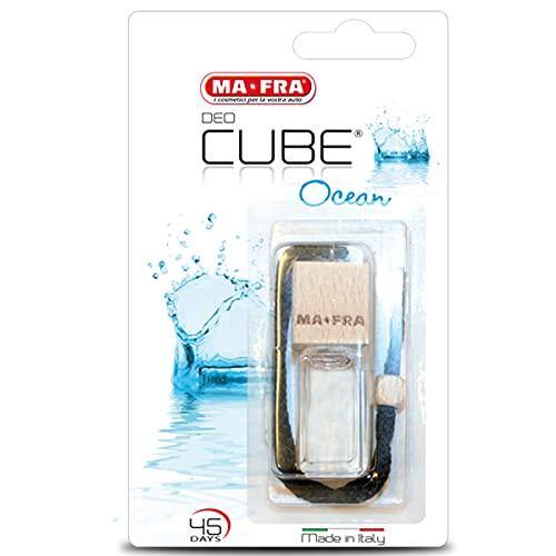 MAFRA, Deo Cube Ocean, Profumatore per Auto, Fragranza Fresca e Marina, Rinfresca Abitacolo e Piccoli Ambienti, Design Elegante a Forma di Cubo e Tappo in Legno, Profumazione a Lunga Durata, 5ml