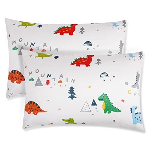 Vicloon Federa per Cuscini per Bambini, 2 Pezzi 40X60 cm Fodera per Cuscino, Federa Decorativa per Cuscino Federa Cuscino in 100% Cotone, Federa per Cuscino da Viaggio, Modello di Dinosauro
